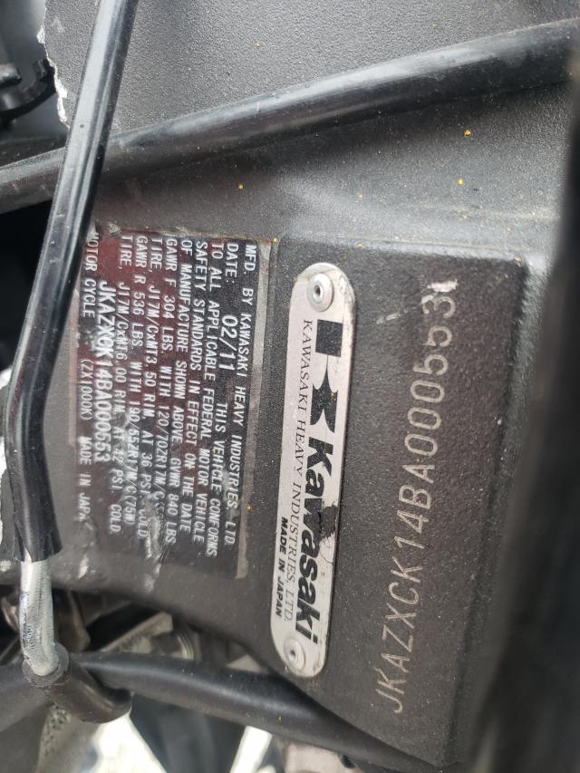 2011 KAWASAKI ZX1000 K JKAZXCK14BA000553