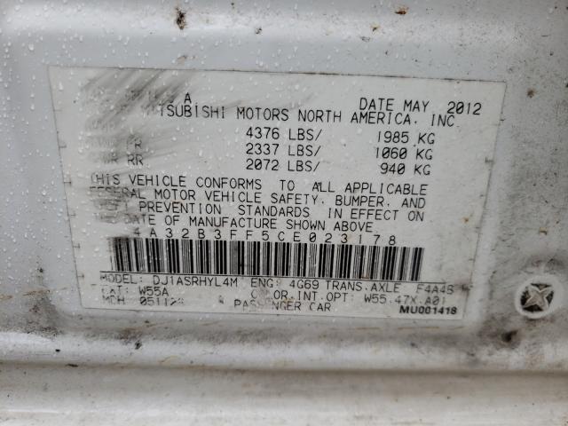 2012 MITSUBISHI GALANT ES 4A32B3FF5CE023178