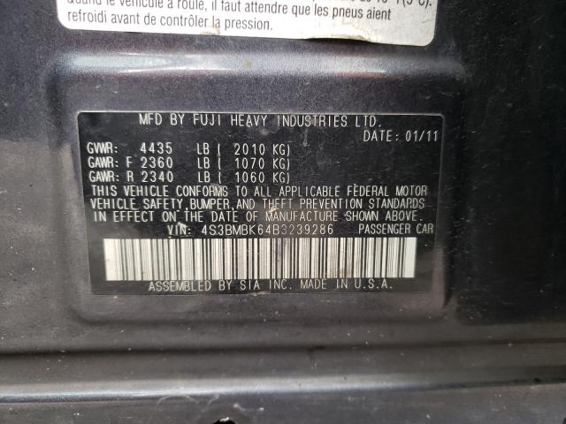 2011 SUBARU LEGACY 4S3BMBK64B3239286