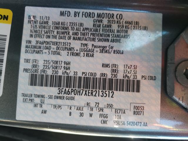 2014 FORD FUSION SE 3FA6P0H7XER213512