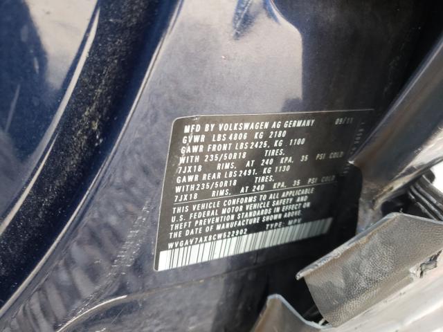 2012 VOLKSWAGEN TIGUAN WVGAV7AX8CW522902