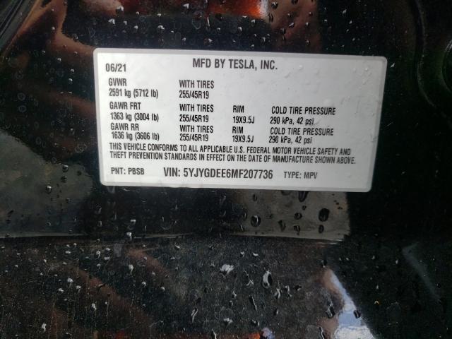 2021 TESLA MODEL Y 5YJYGDEE6MF207736