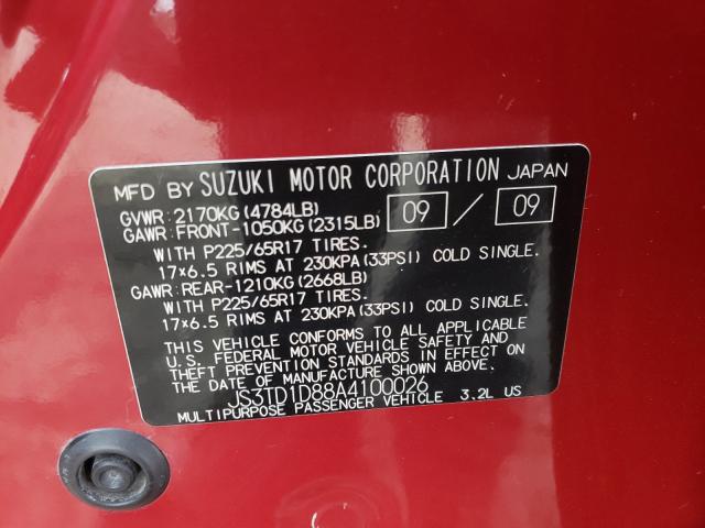 2010 SUZUKI GRAND VITA JS3TD1D88A4100026
