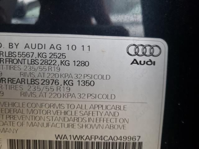 2012 AUDI Q5 PRESTIG WA1WKAFP4CA049967