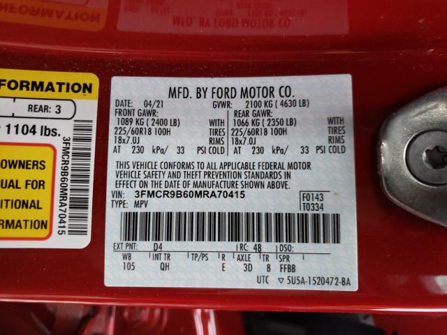 2021 FORD BRONCO 3FMCR9B60MRA70415