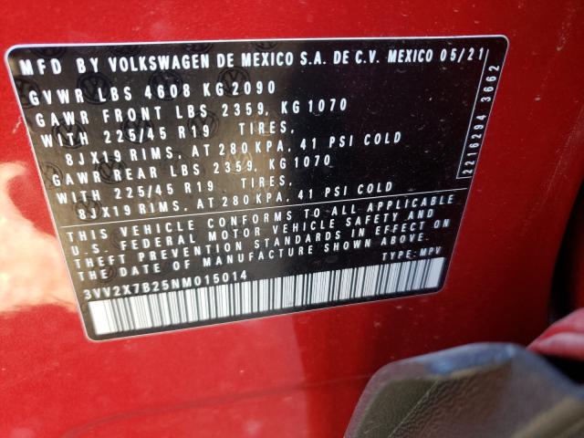 2022 VOLKSWAGEN TAOS SEL 3VV2X7B25NM015014