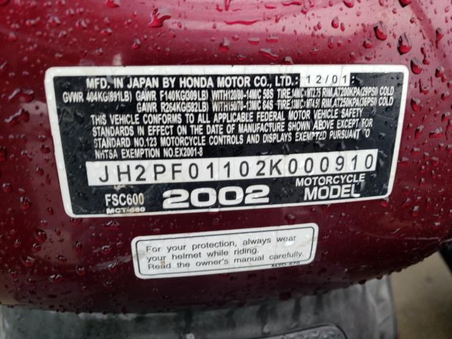 2002 HONDA FSC600 JH2PF01102K000910