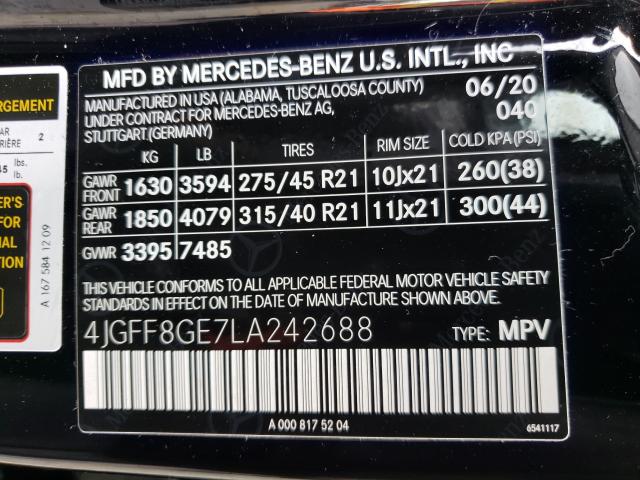 2020 MERCEDES-BENZ GLS 580 4M 4JGFF8GE7LA242688