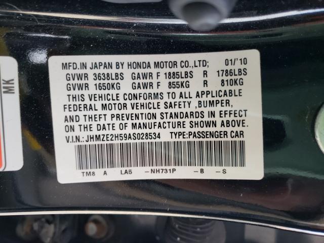 2010 HONDA INSIGHT LX JHMZE2H59AS028534