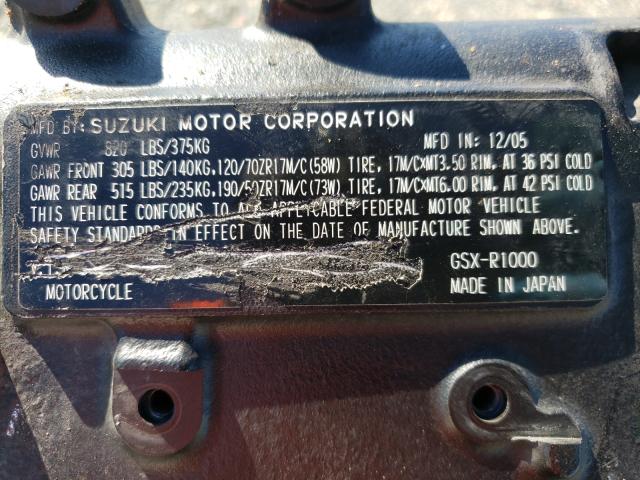 2006 SUZUKI GSX-R1000 JS1GT76A362108019