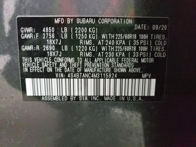 2021 SUBARU OUTBACK LI 4S4BTANC4M3115824