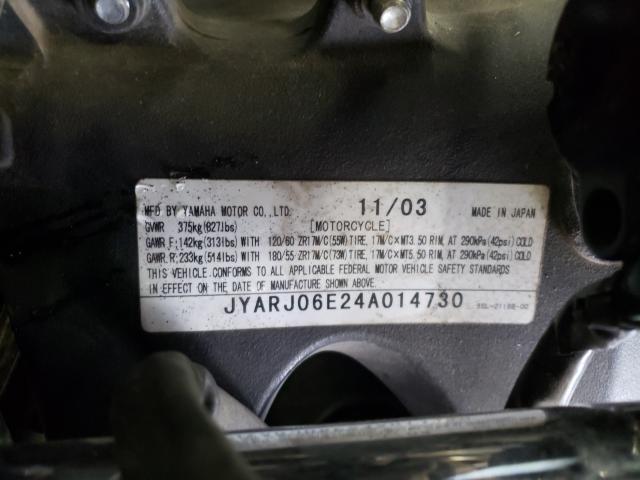 2004 YAMAHA YZFR6 L JYARJ06E24A014730