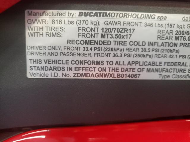 2020 DUCATI 1098S ZDMDAGNWXLB014067