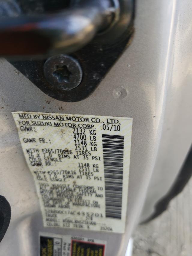 2010 SUZUKI EQUATOR BA 5Z62D0CT7AC435201