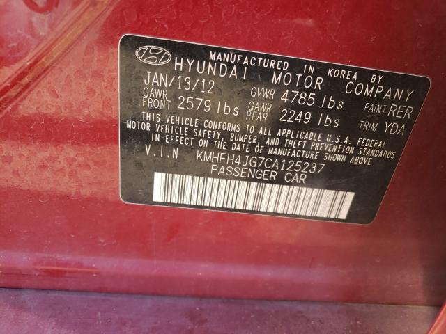 2012 HYUNDAI AZERA GLS KMHFH4JG7CA125237