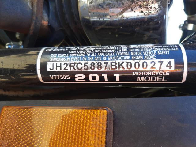 2011 HONDA VT750 RS JH2RC5887BK000274