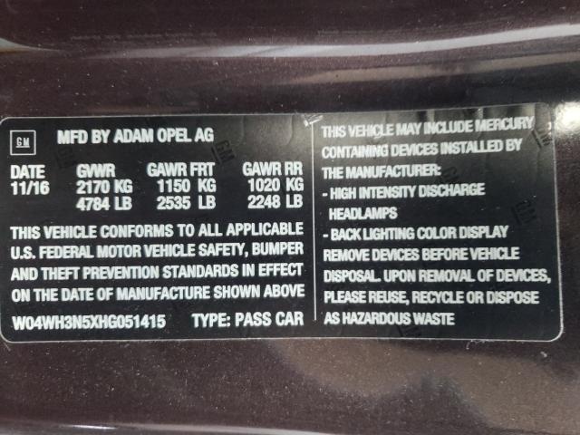2017 BUICK CASCADA PR W04WH3N5XHG051415