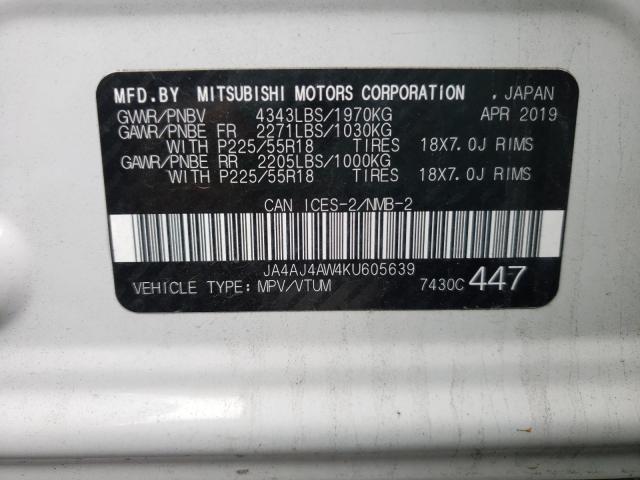 2019 MITSUBISHI RVR SE LIM JA4AJ4AW4KU605639