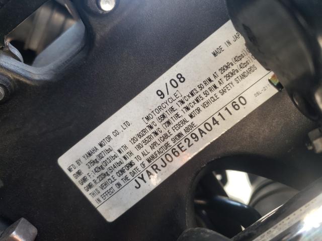 2009 YAMAHA YZFR6 S JYARJ06E29A041160