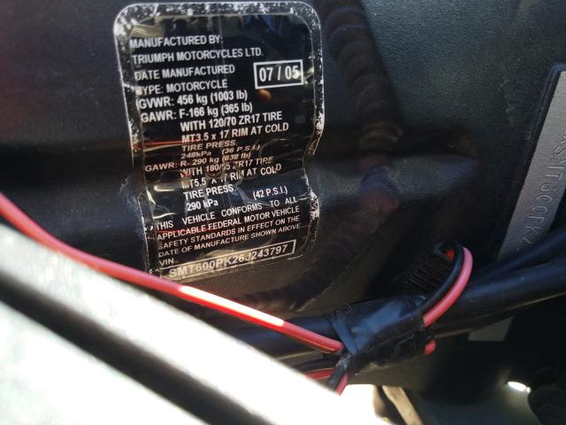 2006 TRIUMPH MOTORCYCLE SPRINT ST SMT600PK26J243797