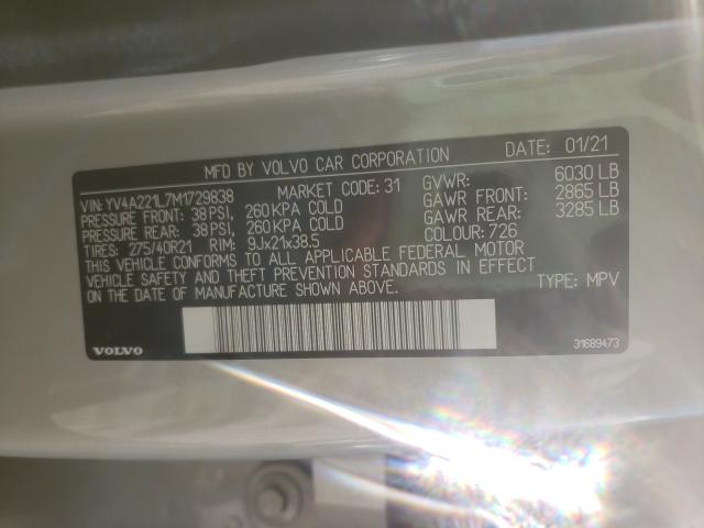 2021 VOLVO XC90 T6 IN YV4A221L7M1729838