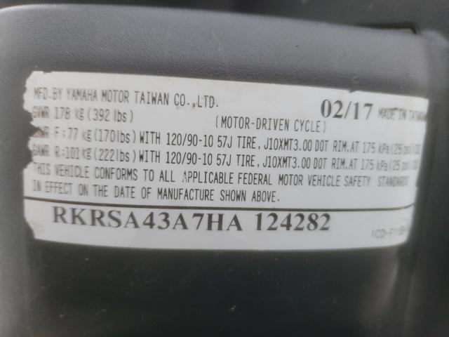 2017 YAMAHA YW50 F RKRSA43A7HA124282