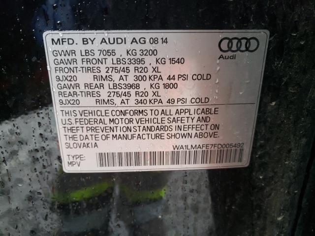 2015 AUDI Q7 TDI PRE WA1LMAFE7FD005492