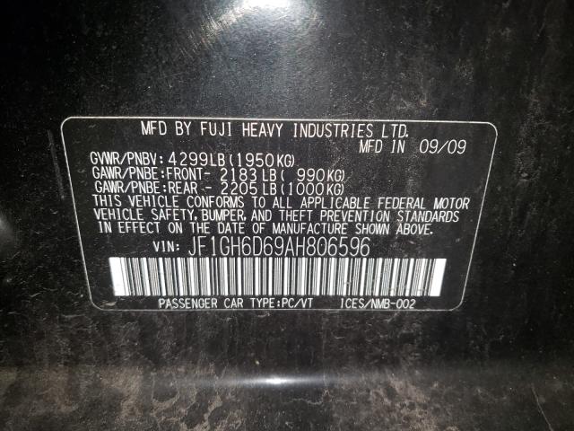 2010 SUBARU IMPREZA OU JF1GH6D69AH806596