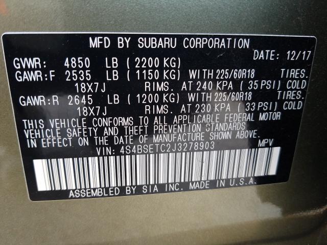 2018 SUBARU OUTBACK TO 4S4BSETC2J3278903