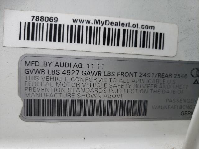 2012 AUDI A4 PRESTIG WAUKFAFL8CN014960