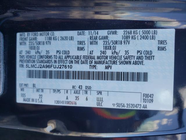 2015 LINCOLN MKC 5LMCJ2A96FUJ27610