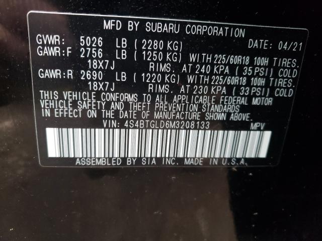 2021 SUBARU OUTBACK ON 4S4BTGLD6M3208133
