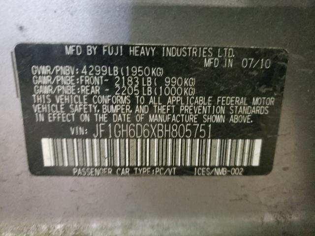2011 SUBARU IMPREZA OU JF1GH6D6XBH805751