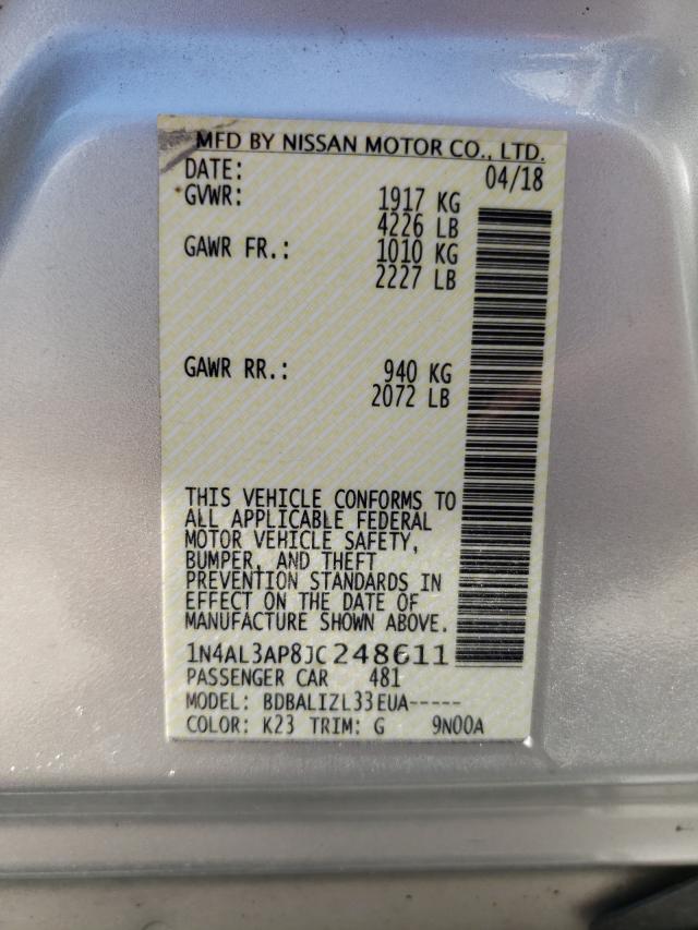 1N4AL3AP8JC248611 Nissan Altima 2.5 2018. Фото: 9