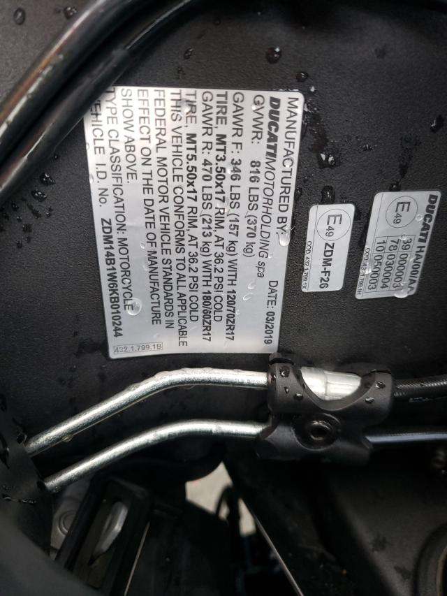 2019 DUCATI SUPERBIKE ZDM14B1W6KB010244