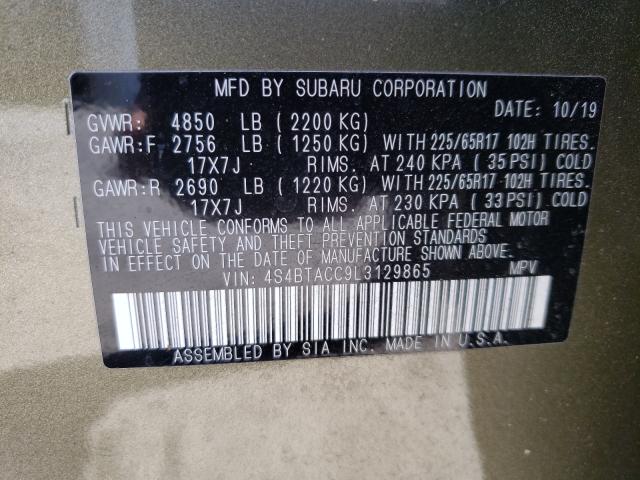 2020 SUBARU OUTBACK PR 4S4BTACC9L3129865