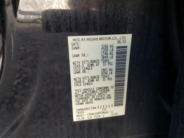 2010 NISSAN TITAN XE 1N6BA0EC7AN321513