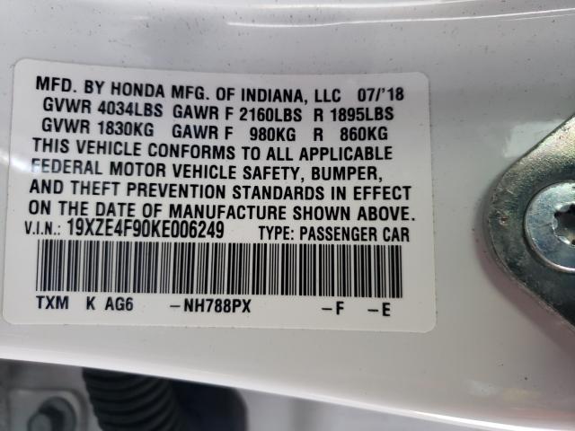 2019 HONDA INSIGHT TO 19XZE4F90KE006249