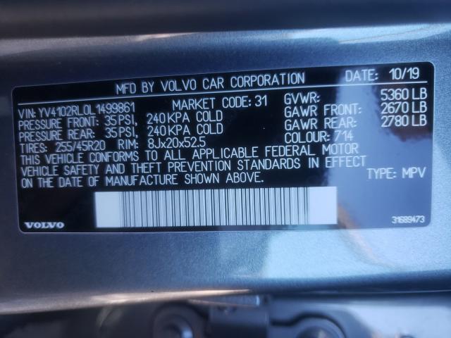 2020 VOLVO XC60 T5 IN YV4102RL0L1499861
