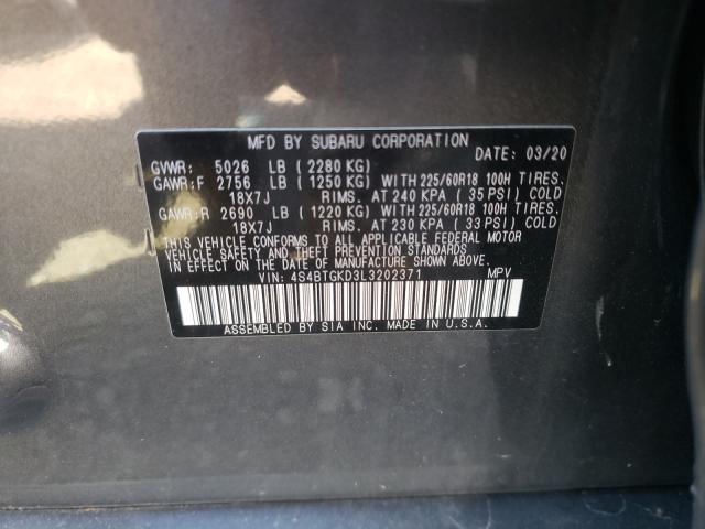 2020 SUBARU OUTBACK ON 4S4BTGKD3L3202371