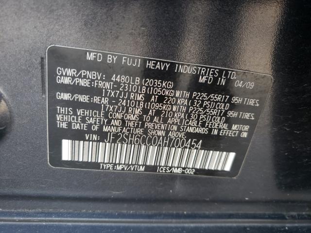 2010 SUBARU FORESTER JF2SH6CC0AH700454