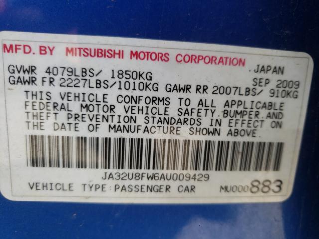 2010 MITSUBISHI LANCER GTS JA32U8FW6AU009429