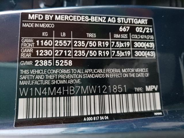 2021 MERCEDES-BENZ GLB 250 4M W1N4M4HB7MW121851