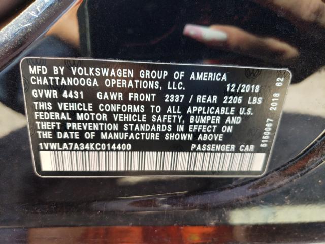 2019 VOLKSWAGEN PASSAT WOL 1VWLA7A34KC014400