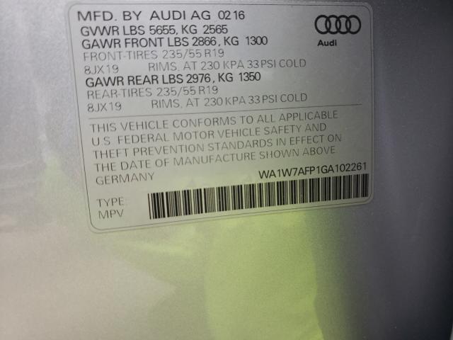 2016 AUDI Q5 PRESTIG WA1W7AFP1GA102261