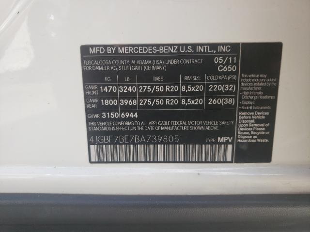 2011 MERCEDES-BENZ GL 450 4MA 4JGBF7BE7BA739805