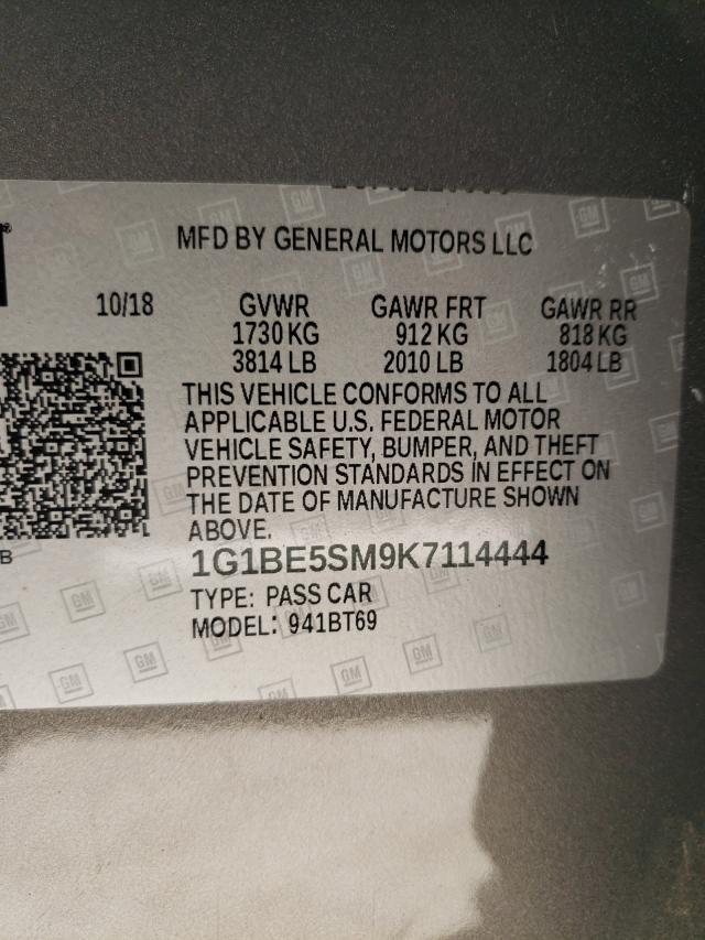 1G1BE5SM9K7114444 Chevrolet Cruze Lt 2019. Фото: 9