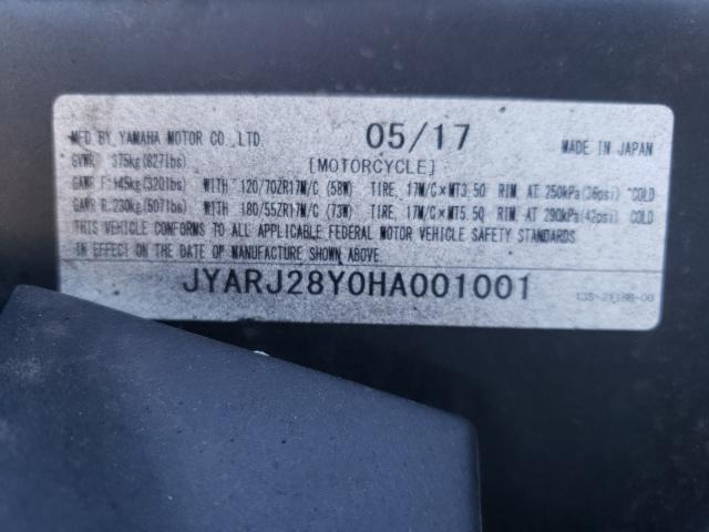 2017 YAMAHA YZFR6 C JYARJ28Y0HA001001