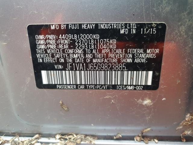 2016 SUBARU WRX LIMITE JF1VA1J65G9823885