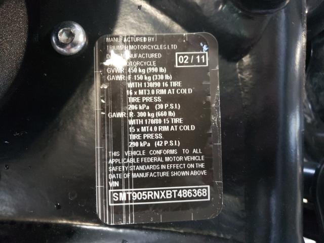2011 TRIUMPH MOTORCYCLE AMERICA SMT905RNXBT486368